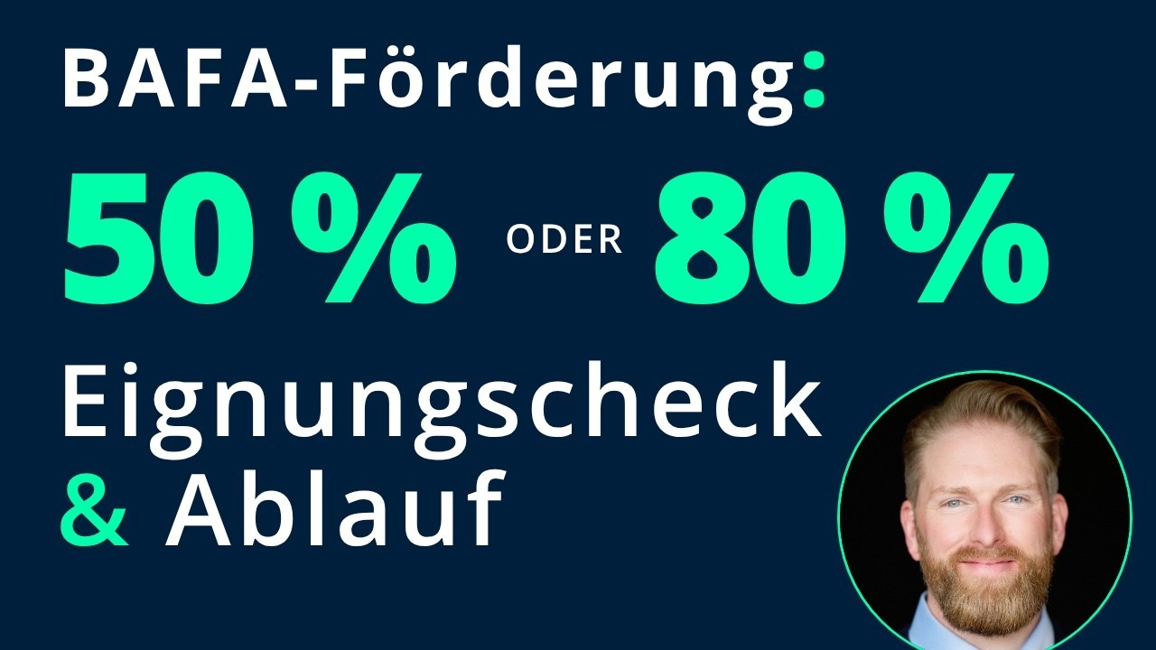 Vorschaubild zum Video: BAFA-Förderung 50 % oder 80 %, Eignungscheck und Ablauf, mit Porträt von Dr. Philip Gabriel